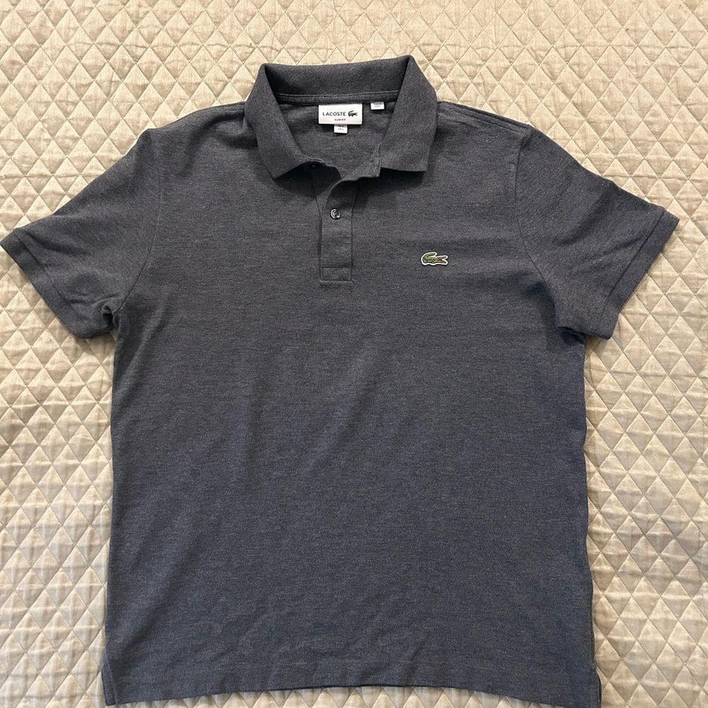 Lacoste Men's Polo Shirt Dark Gray Short Sleeve Large